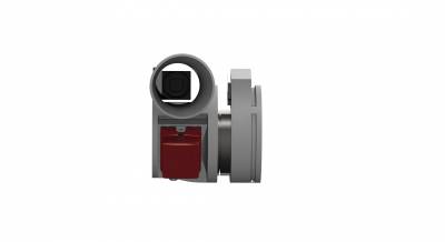 The instrumentation of the spear on the sensor holder: Camera (black), IMU (red) and force/torque transducer (silver)